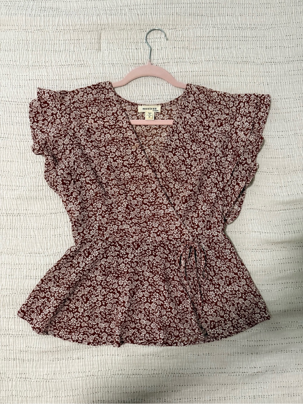 Montau Floral Wrap Blouse - Burgundy Floral